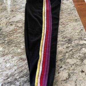 Aviator Nation Black and Purple Joggers with Vibrant Stripes